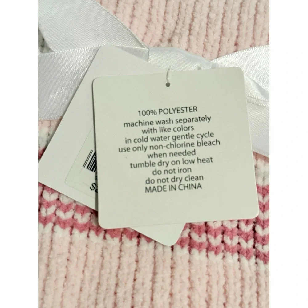 Starting Out Layette Baby Blanket Pink‎ Chenille Stripe Security Lovey NWT Cozy